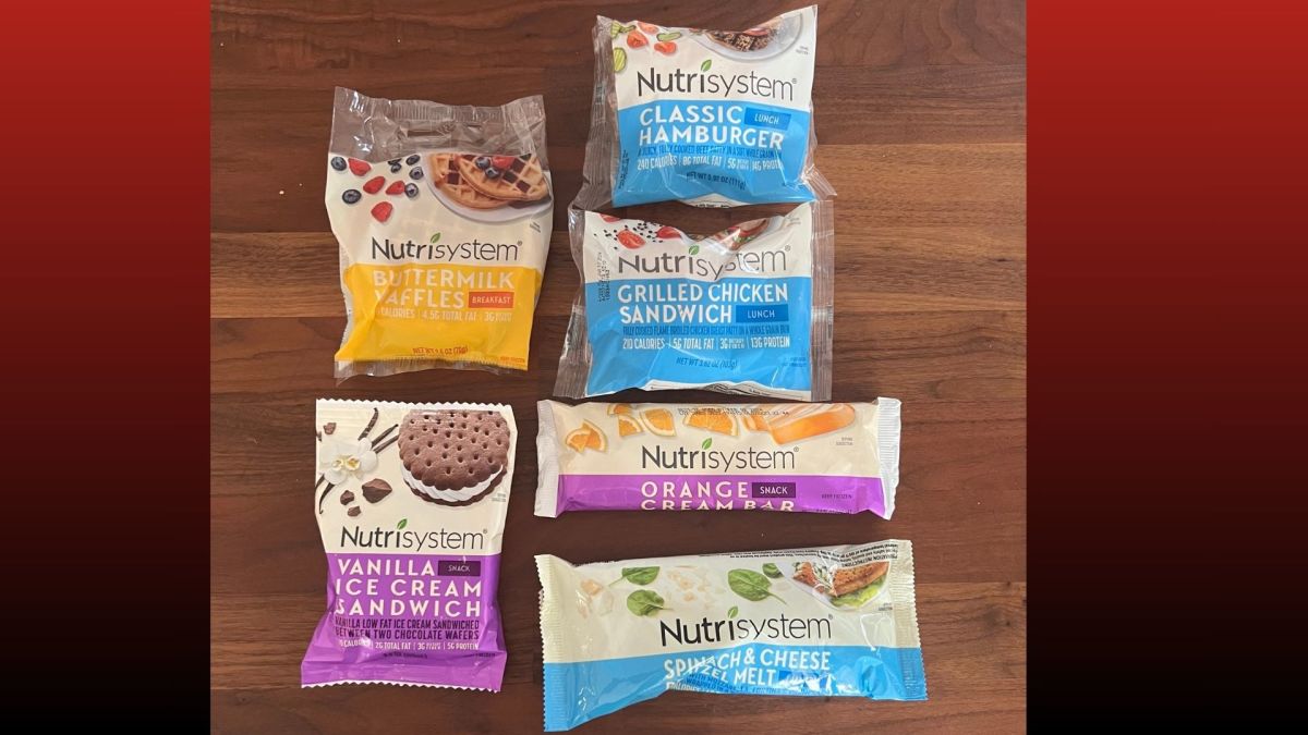 Photo of six Nutrisystem meals and snacks in their wrappers