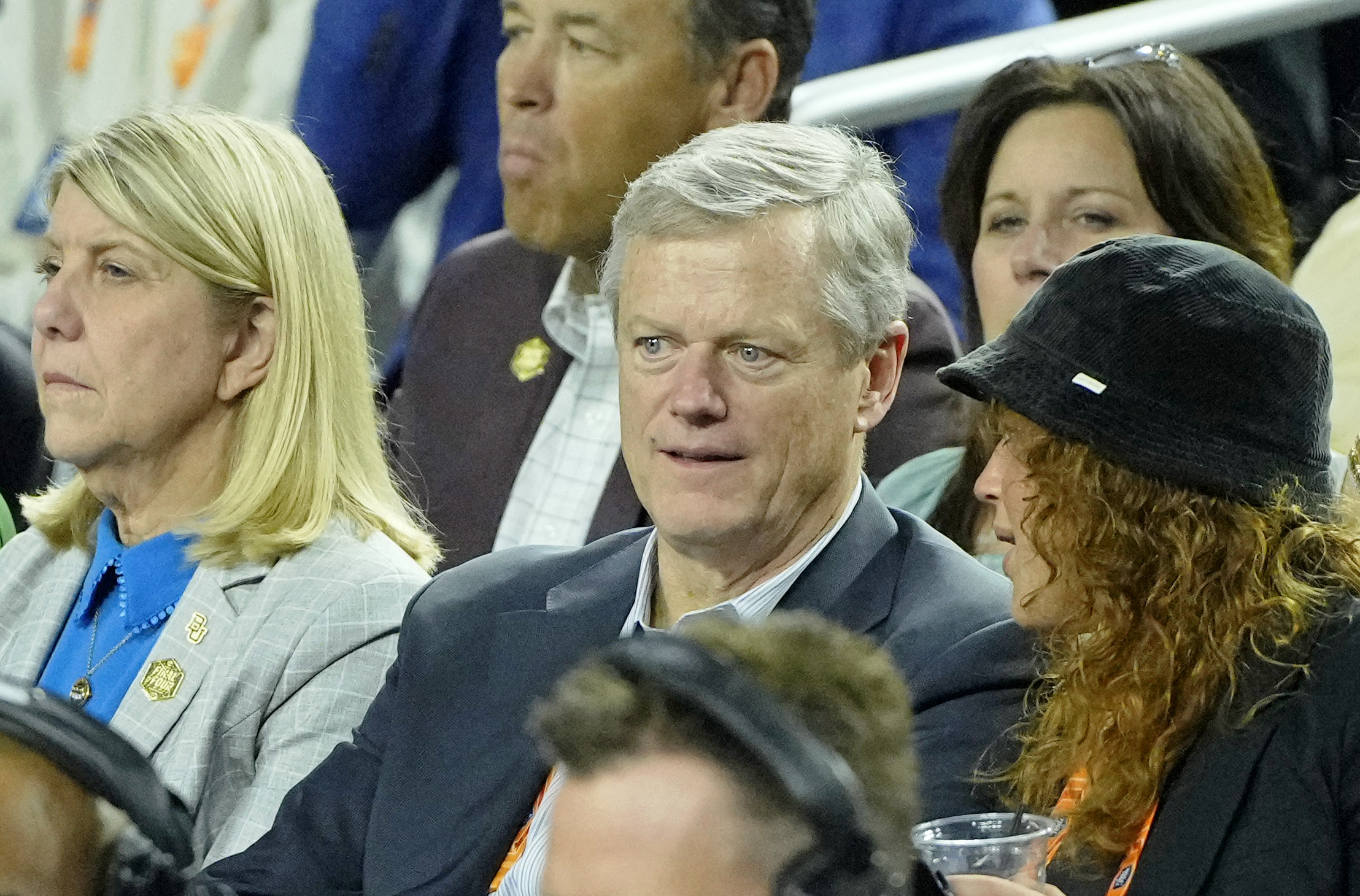 NCAA president Charlie Baker attends the 2023 NCAA men’s Final Four.