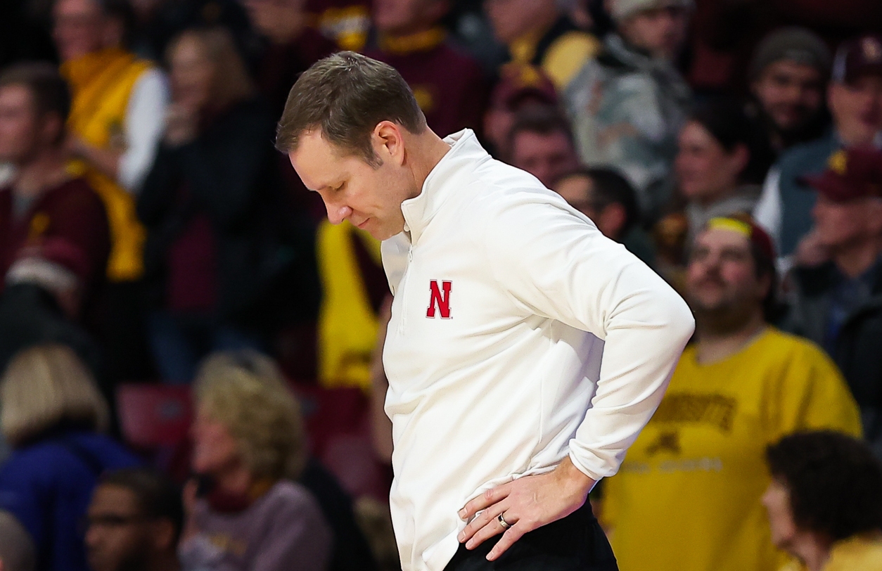Nebraska head coach Fred Hoiberg reacts during the Huskers' second-half collapse Wednesday night at Minnesota.