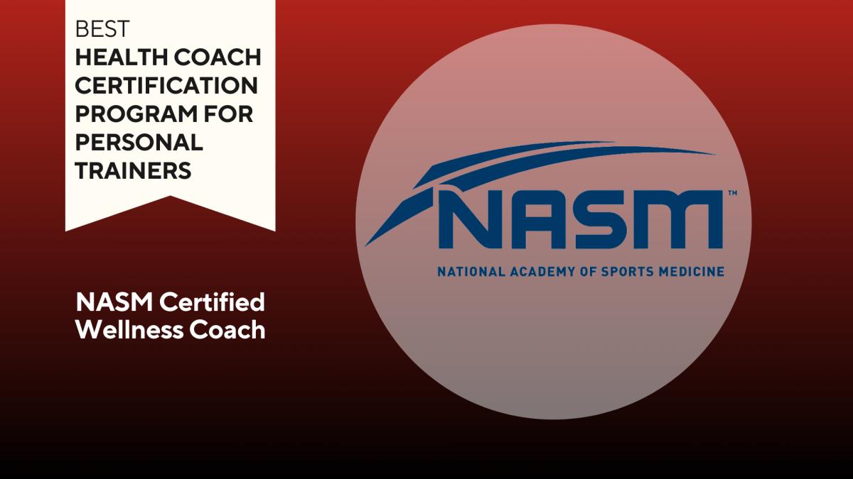 Best Certification for Personal Trainers: NASM logo on red background