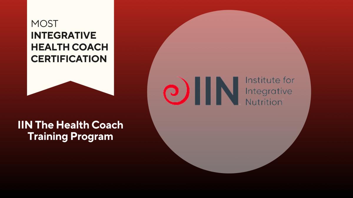 Most Integrative Program: IIN The Health Coach Program logo on red background