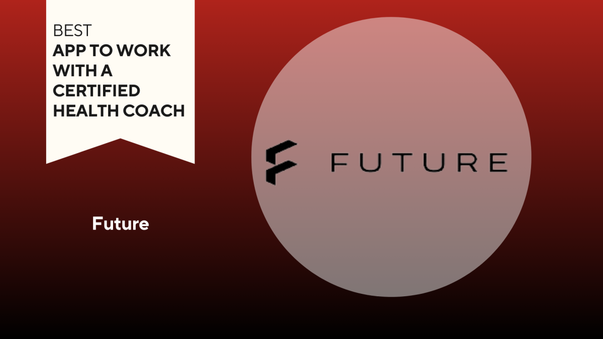 Best app to work with health coach: Future logo on red background