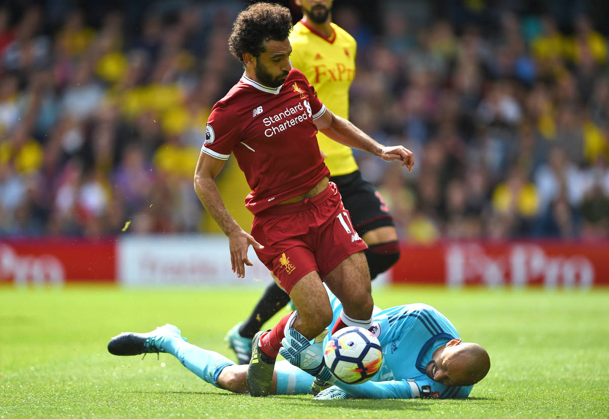 Mo Salah pictured during his Liverpool debut against Watford in August 2017