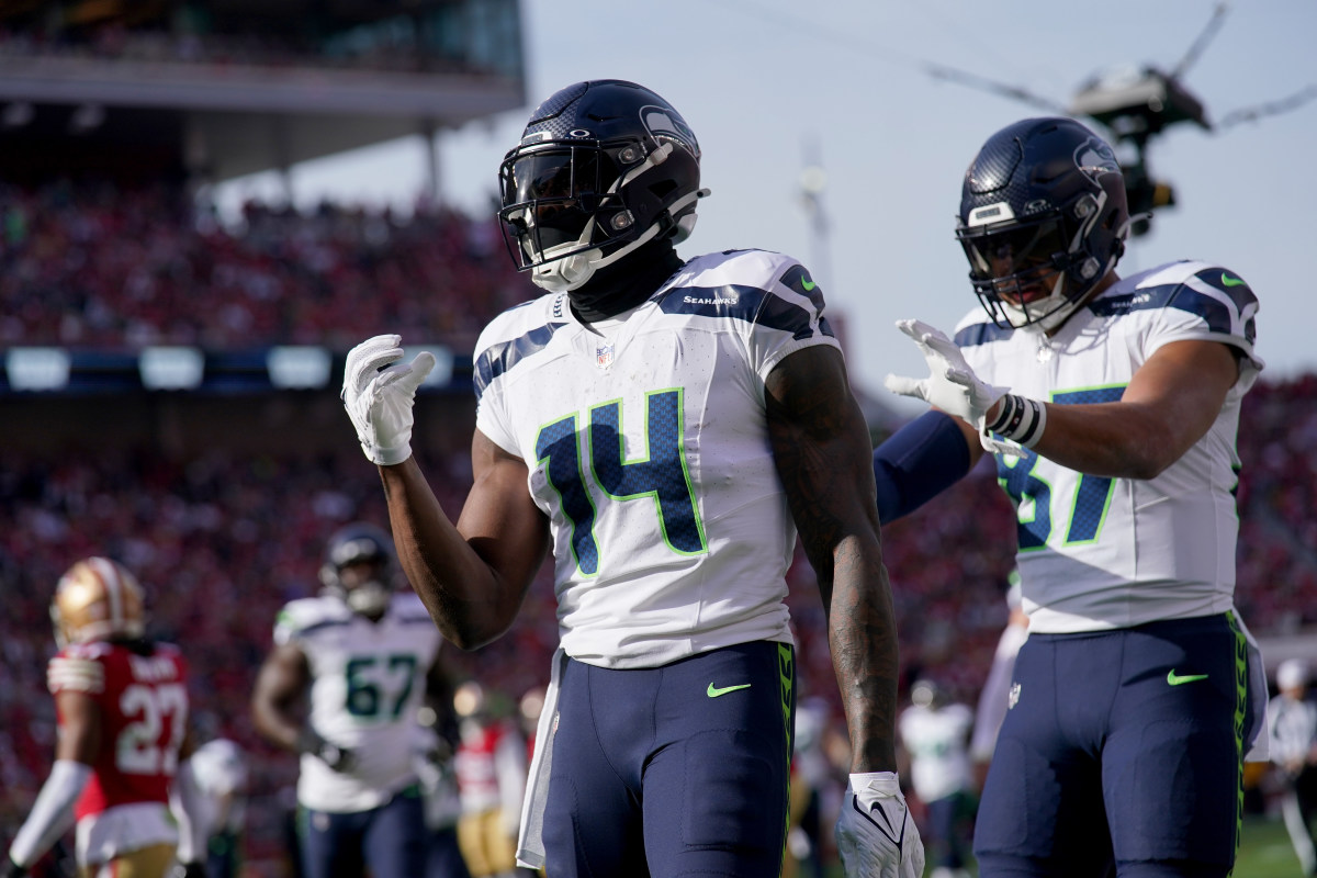 Seahawks receiver DK Metcalf (14) says the team is entering playoff mode as they approach the season's final stretch.