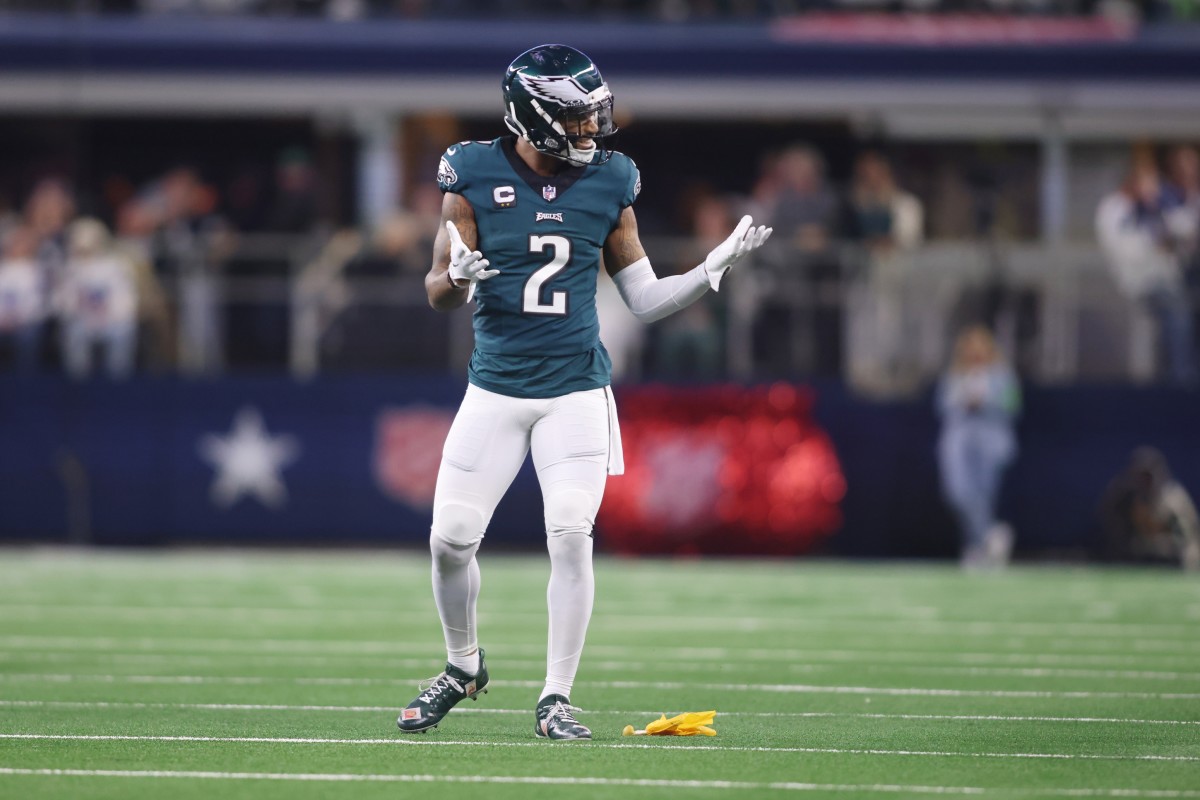 Philadelphia Eagles Darius Slay after being called for pass interference vs. the Dallas Cowboys