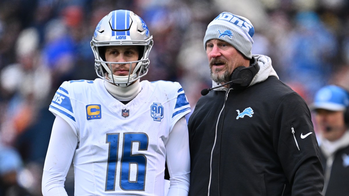 Detroit Lions quarterback Jared Goff and coach Dan Campbell