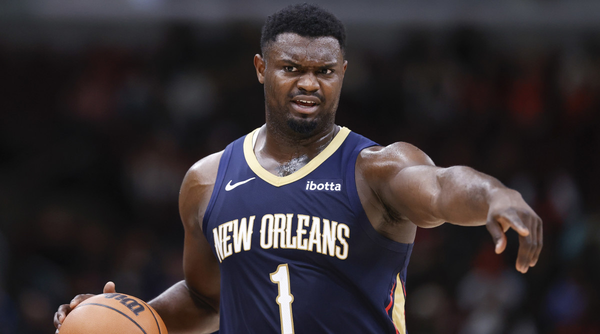 Zion Williamson playing for the Pelicans.