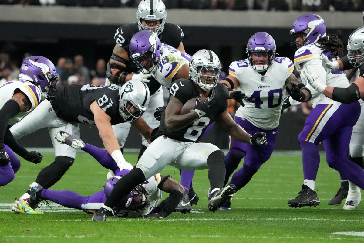 The Las Vegas Raiders running back was listed on Monday's injury report as having a quad injury.
