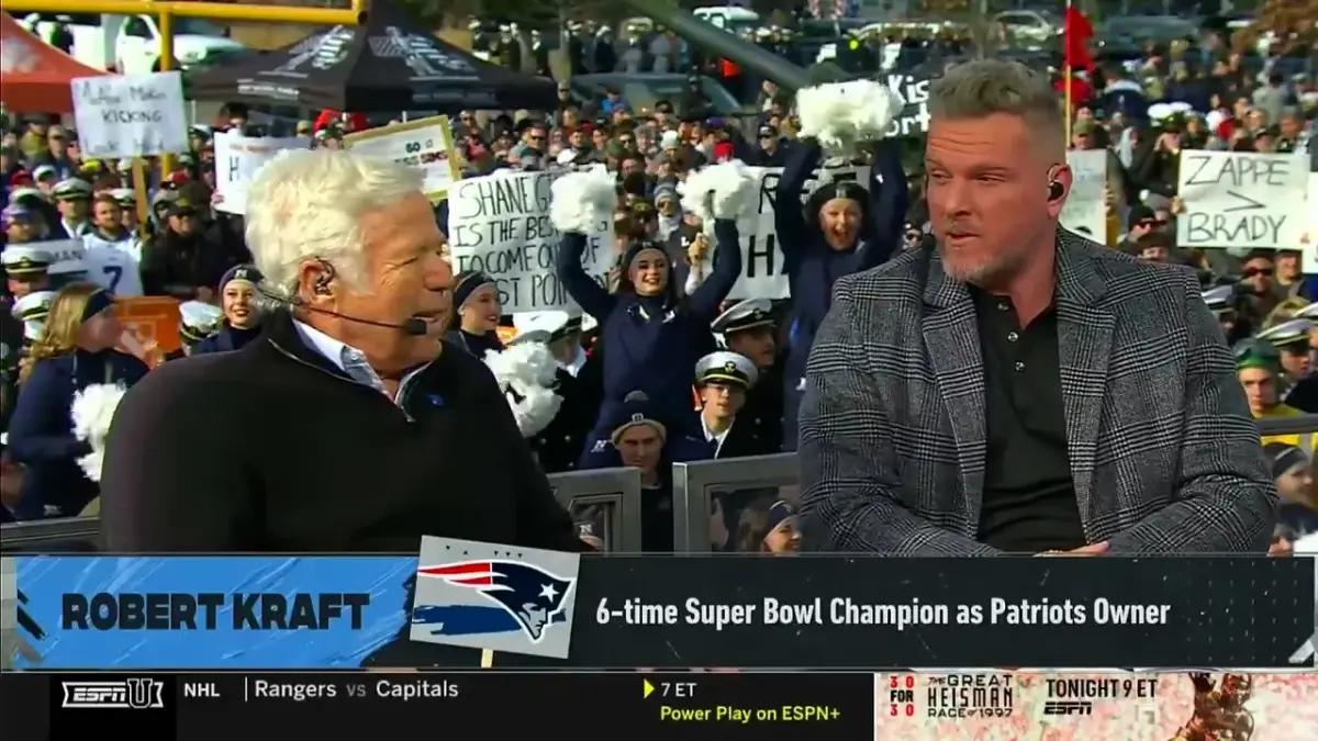 Pat McAfee broached an uncomfortable topic with Patriots owner Robert Kraft.