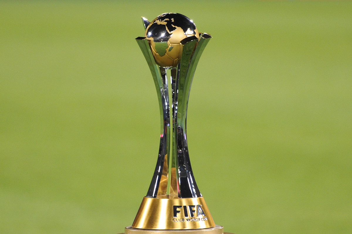 A photo of the FIFA Club World Cup trophy taken in Marrakech in December 2013