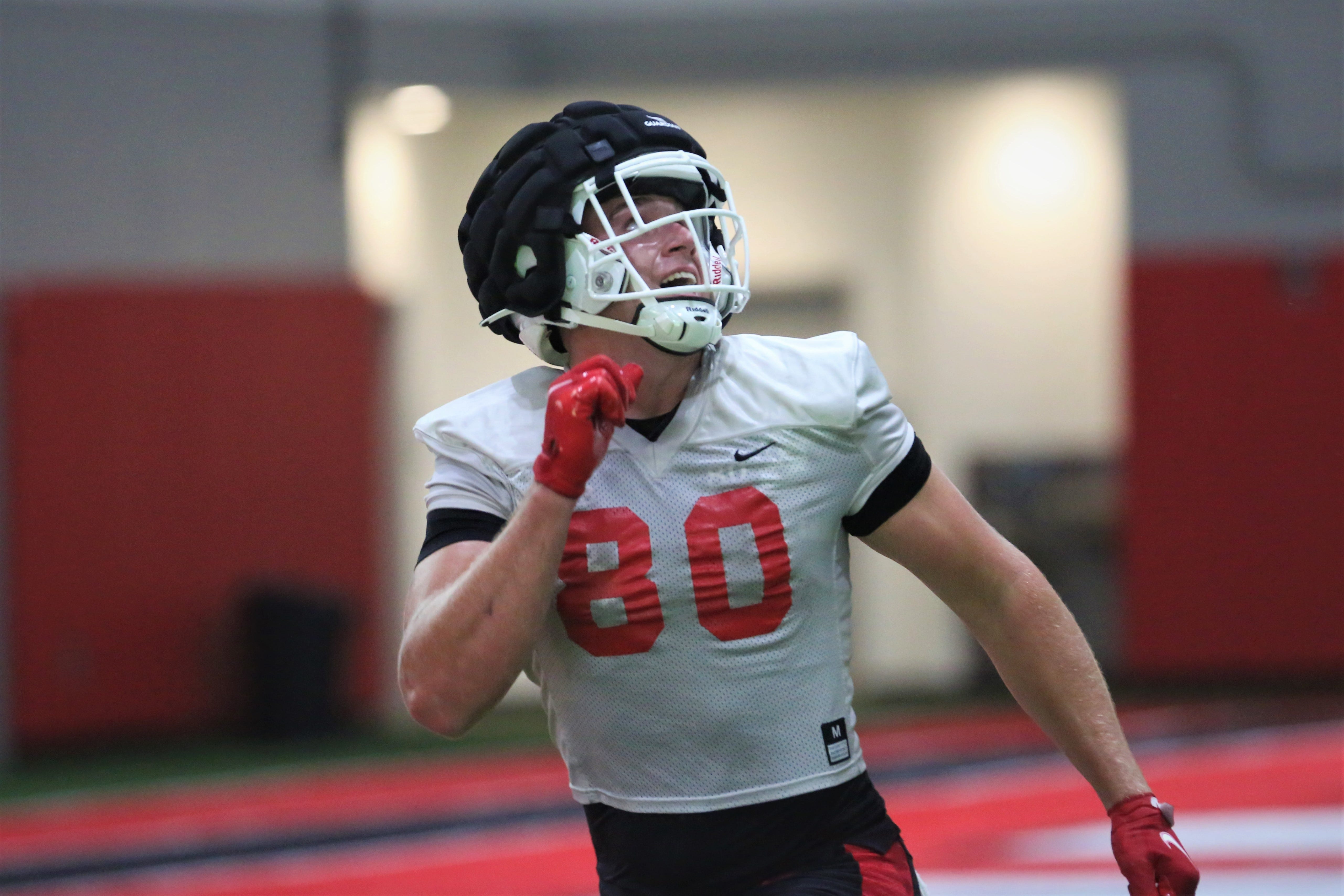 Ball State transfer TE Brady Hunt looking to catch a pass in practice
