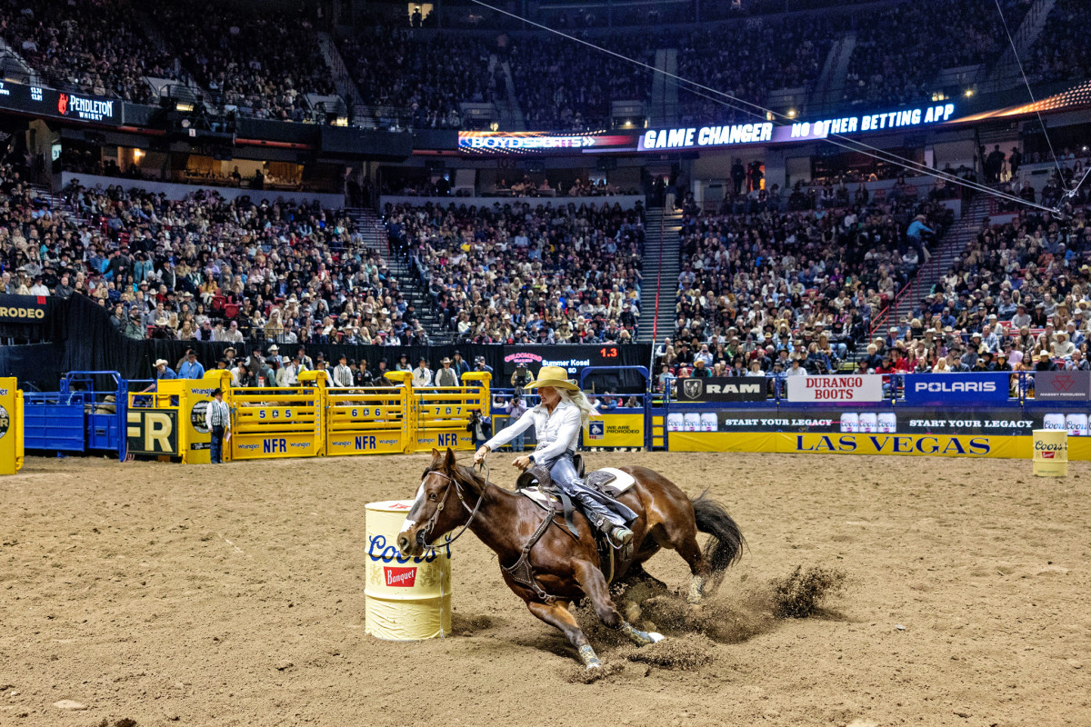 Summer Kosel in Round 2 of the 2023 Wrangler National Finals Rodeo.