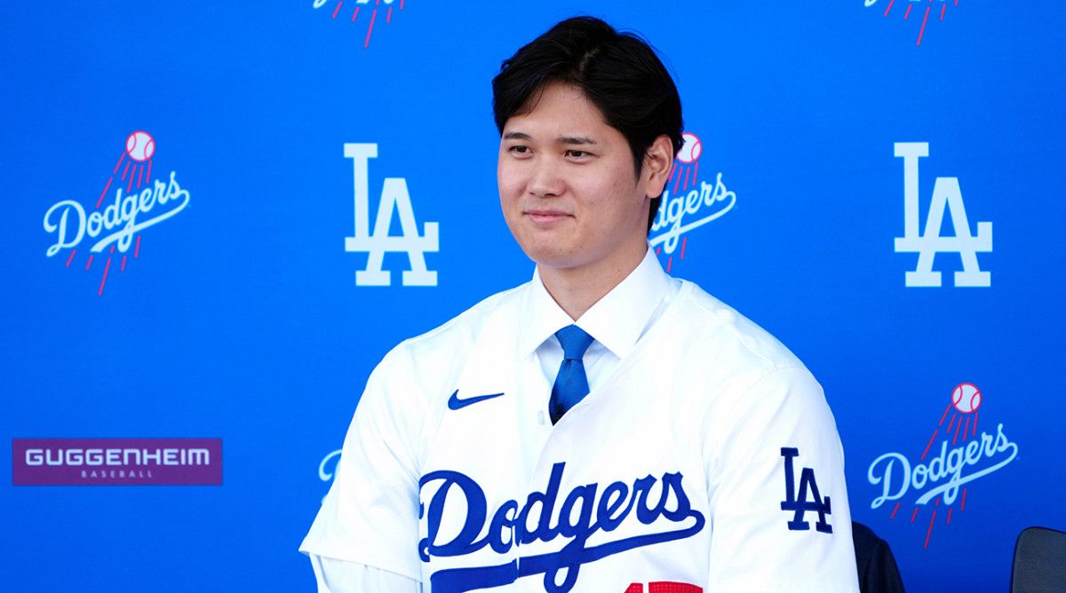 Los Angeles Dodgers star Shohei Ohtani during his introductory press conference.
