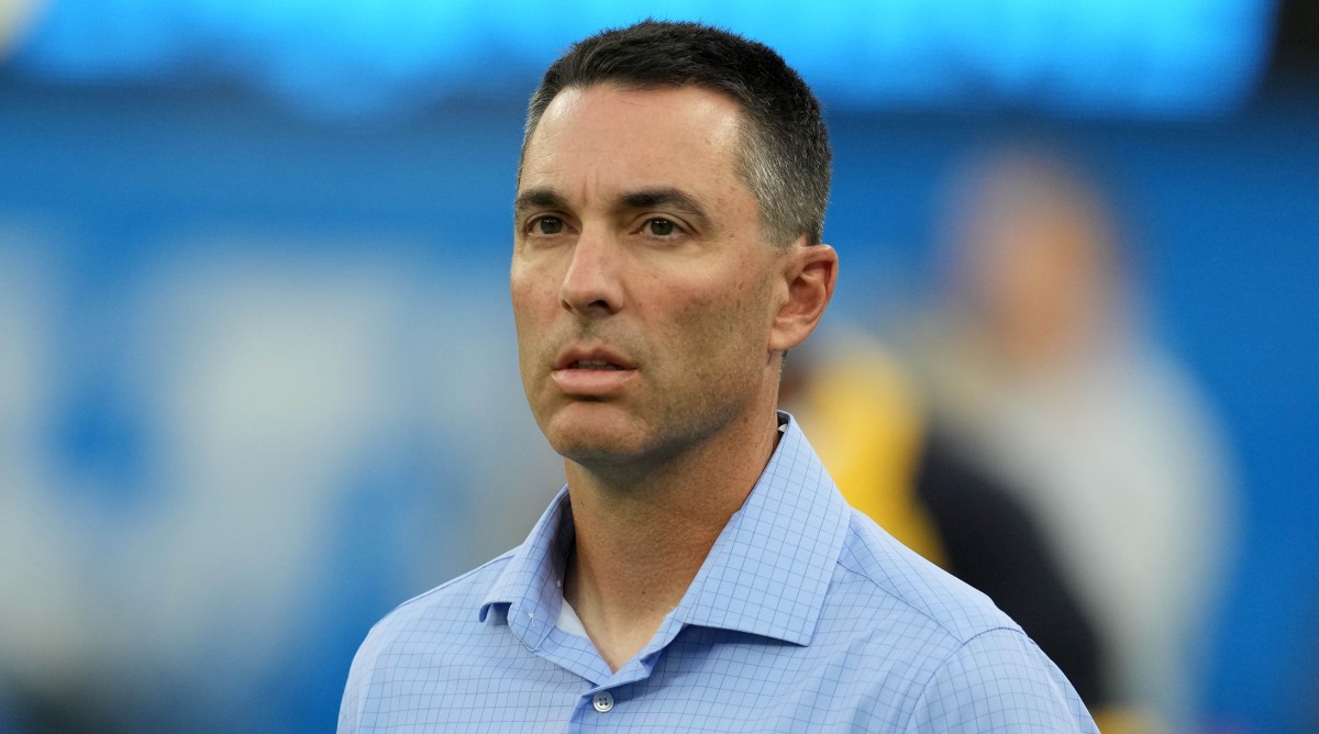 Chargers general manager Tom Telesco looks on during a preseason game against the Rams.