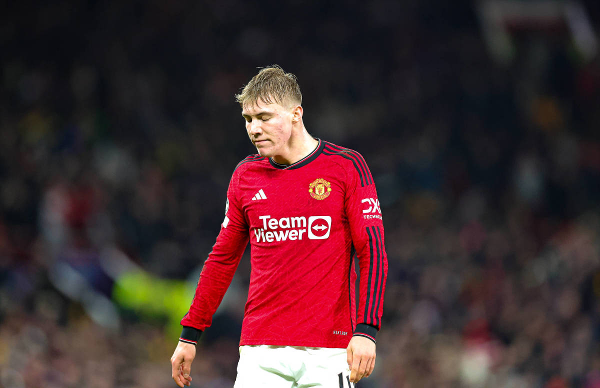 Rasmus Hojlund pictured during Manchester United's 1-0 home defeat by Bayern Munich in December 2023