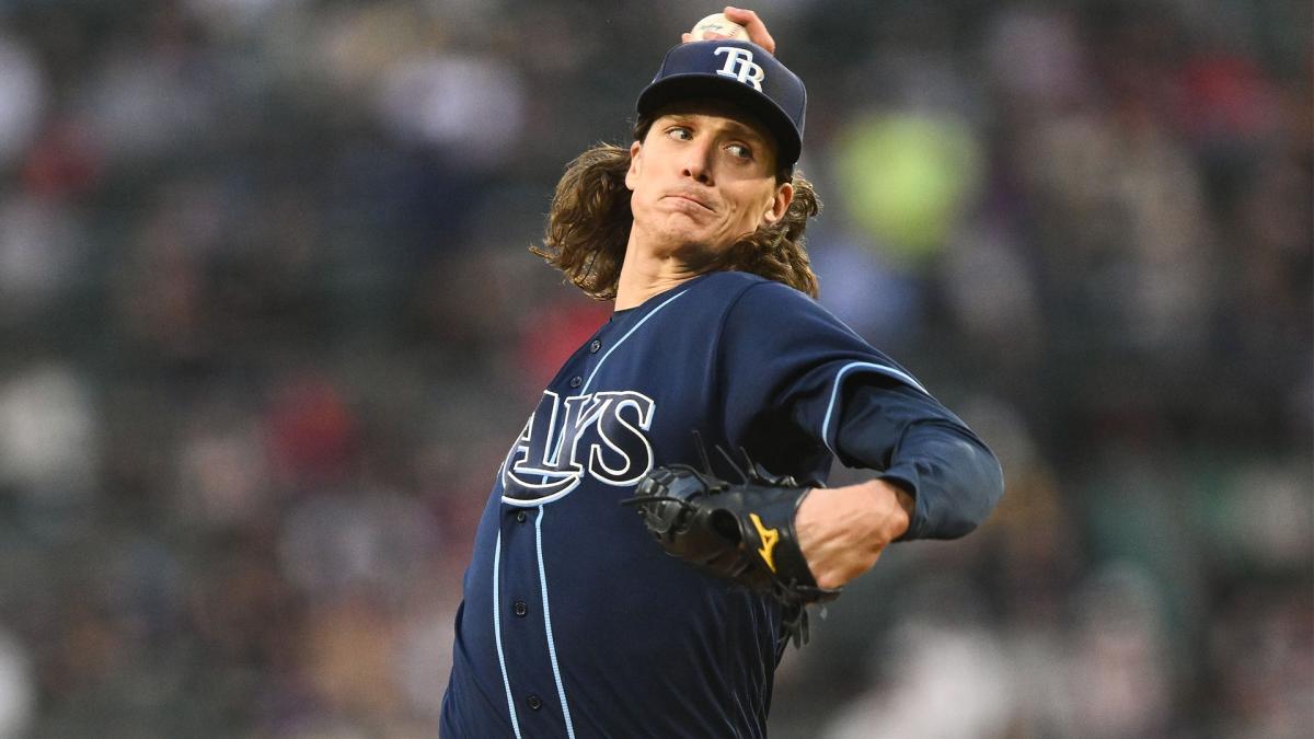 Tyler Glasnow pitches against the Boston Red Sox