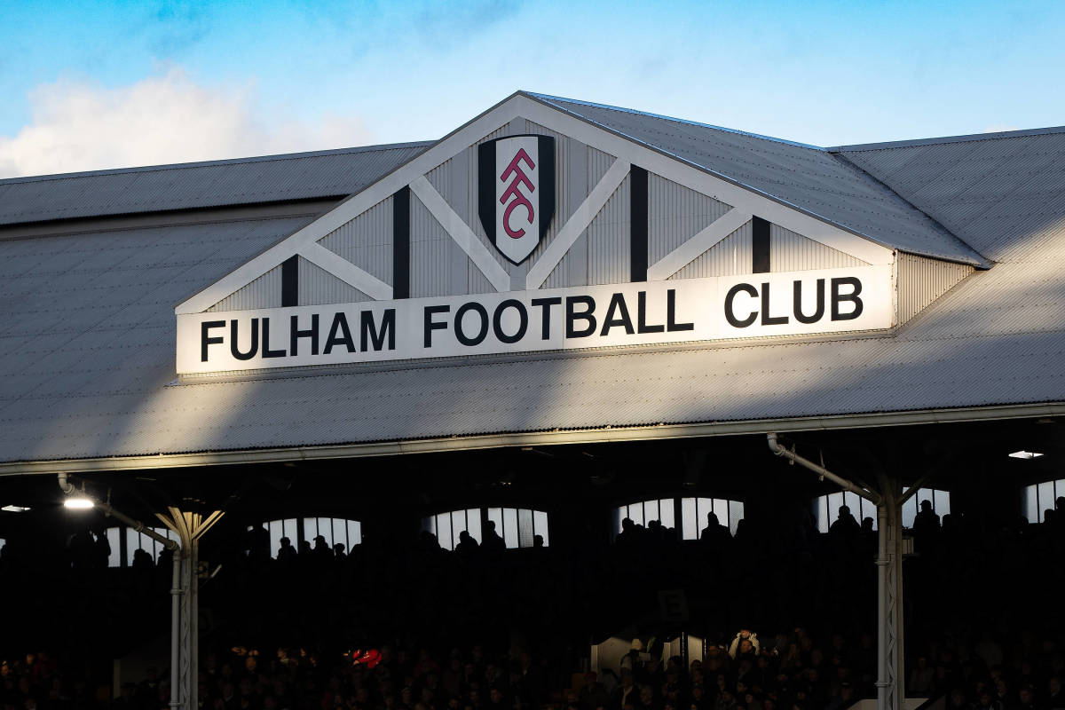 A photo taken inside Fulham's Craven Cottage stadium during a Premier League game against West Ham in December 2023