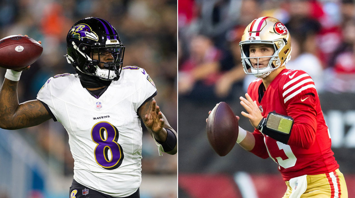 Ravens quarterback Lamar Jackson and 49ers quarterback Brock Purdy lead their teams into the 2024 NFL playoffs as the top seeds.
