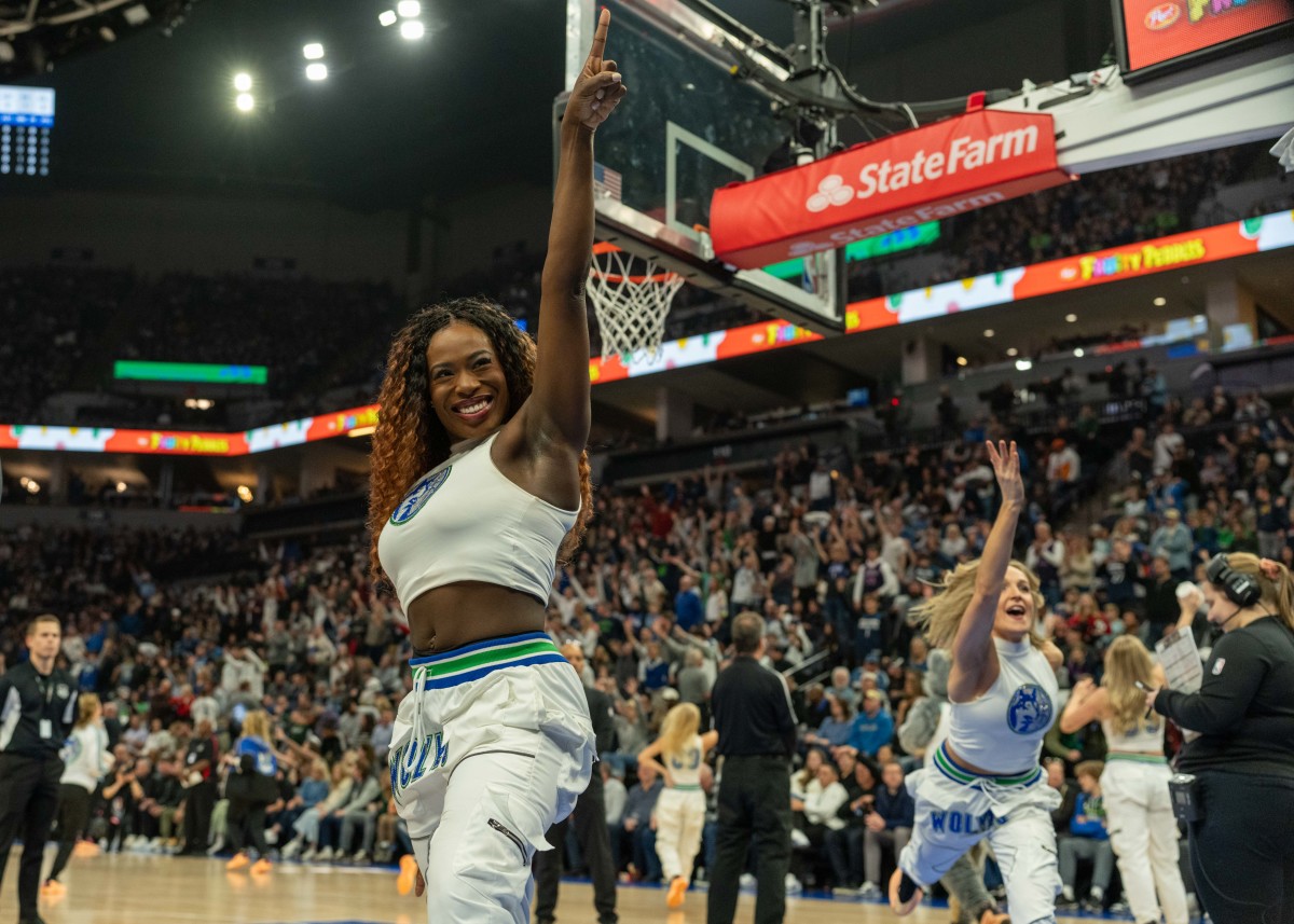 Timberwolves dancers throw T-shirts to crowd