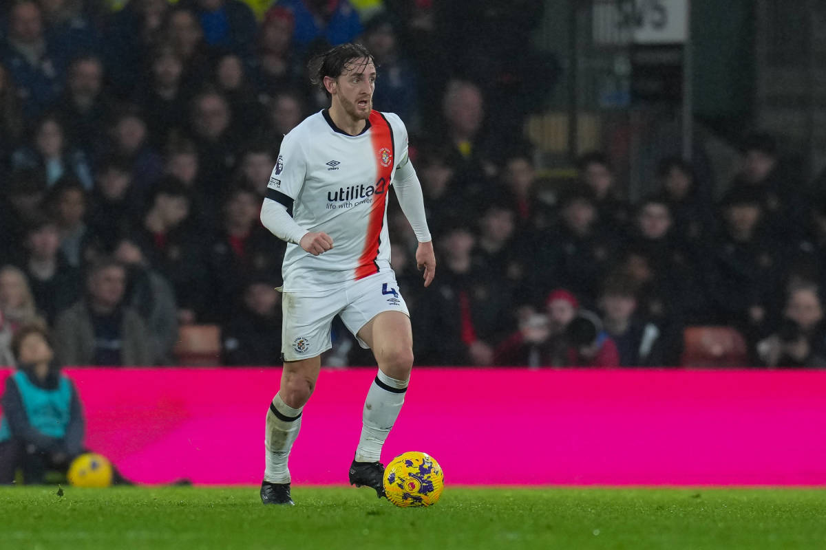 Tom Lockyer pictured playing for Luton Town against Bournemouth in December 2023