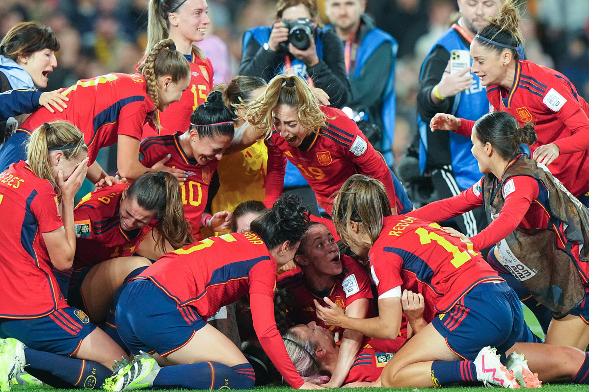 Spain’s women’s soccer team celebrates their 2023 Women’s World Cup win