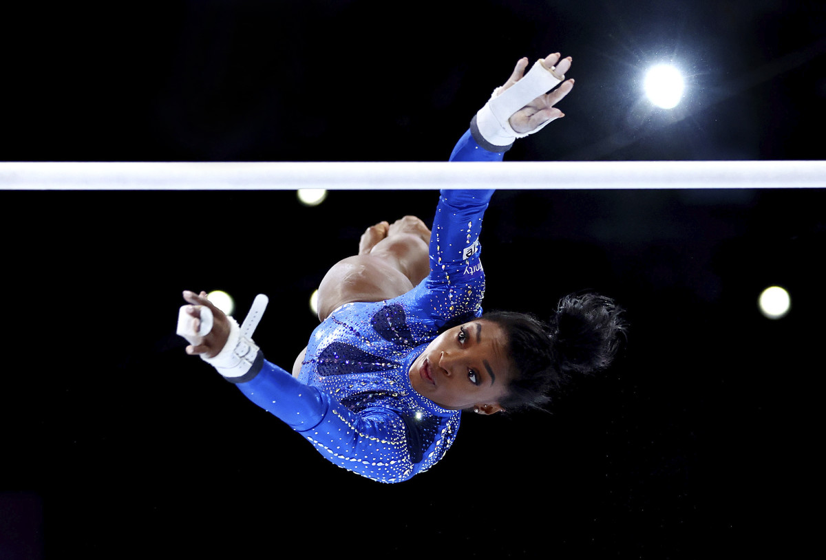 Simone Biles competes during the 2023 Artistic Gymnastics World Championships.