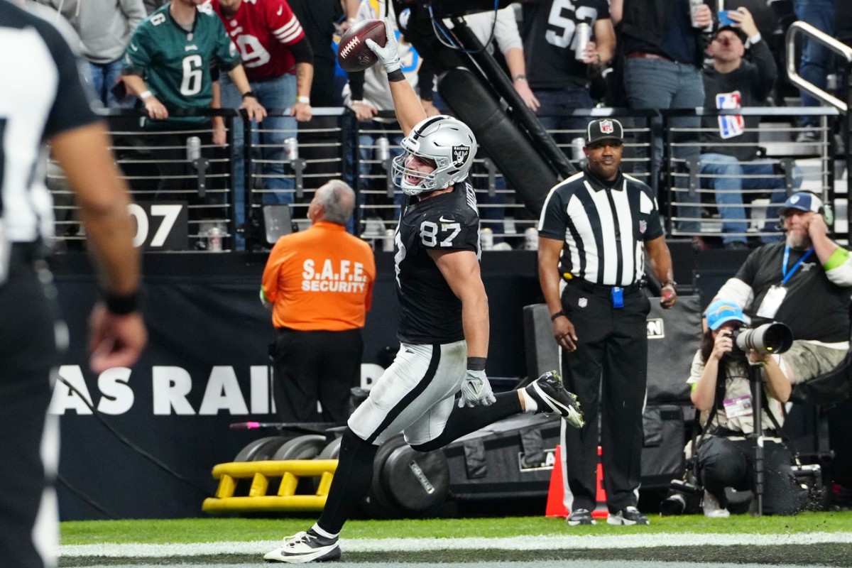 Las Vegas Raiders rookie tight end Michael Mayer has been ruled out for Monday's game due to a toe injury.