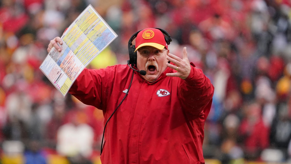 Kansas City Chiefs coach Andy Reid reacts during a game against the Las Vegas Raiders.