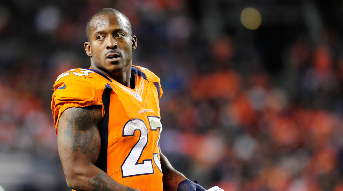 Willis McGahee with his helmet off during a game with the Denver Broncos.