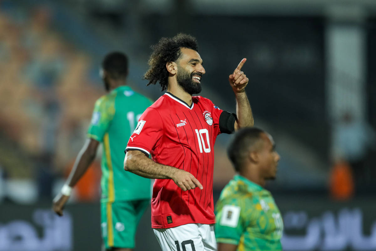Mohamed Salah pictured playing for Egypt against Djibouti in November 2023