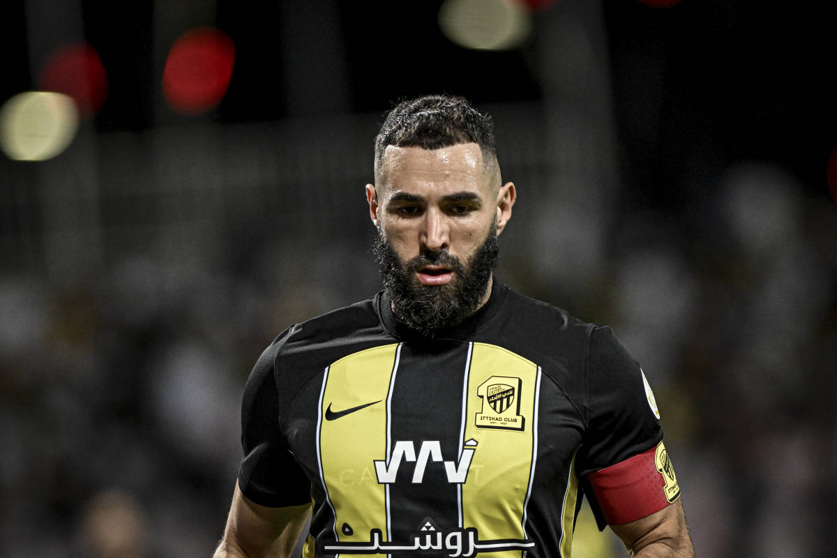 Karim Benzema pictured playing for Al-Ittihad in December 2023