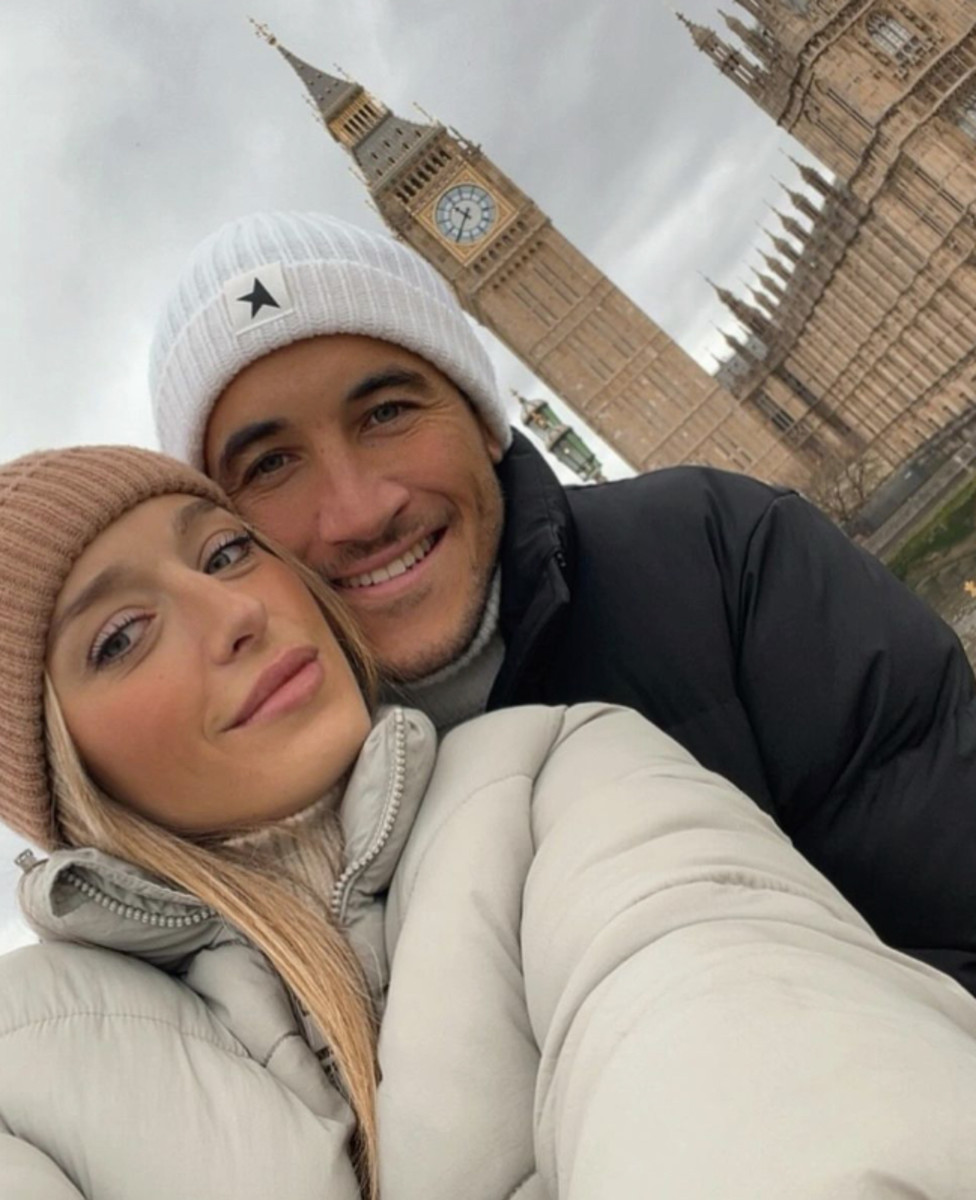 Getafe midfielder Luis Milla and girlfriend Andrea Sesma pictured in front of Big Ben while on a winter holiday to London in December 2023