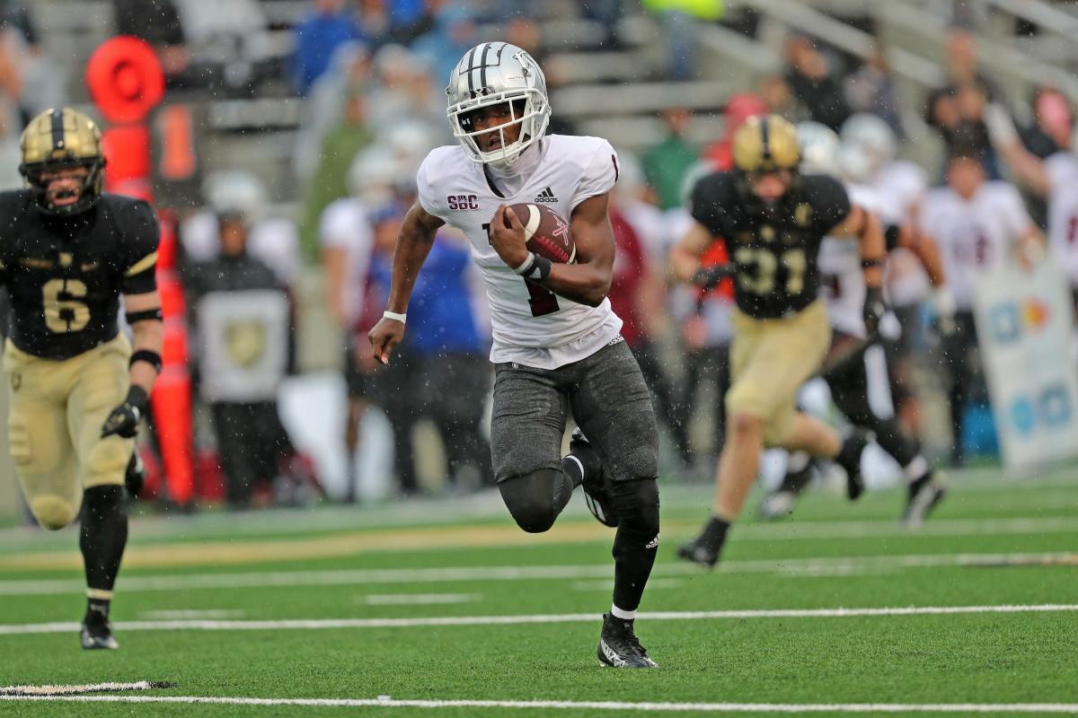 Troy WR Jabre Barber running down the field against Army (14th Oct., 2023)