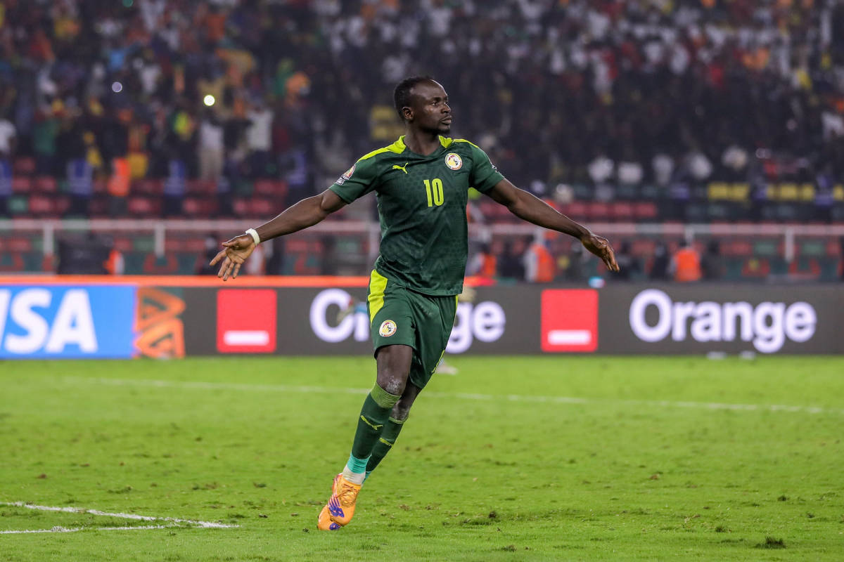 Sadio Mane pictured celebrating after scoring the winning penalty in Senegal's shootout win over Egypt in the final of the 2021 Africa Cup of Nations