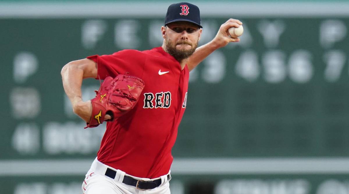 Red Sox starter Chris Sale throws a pitch in a game.