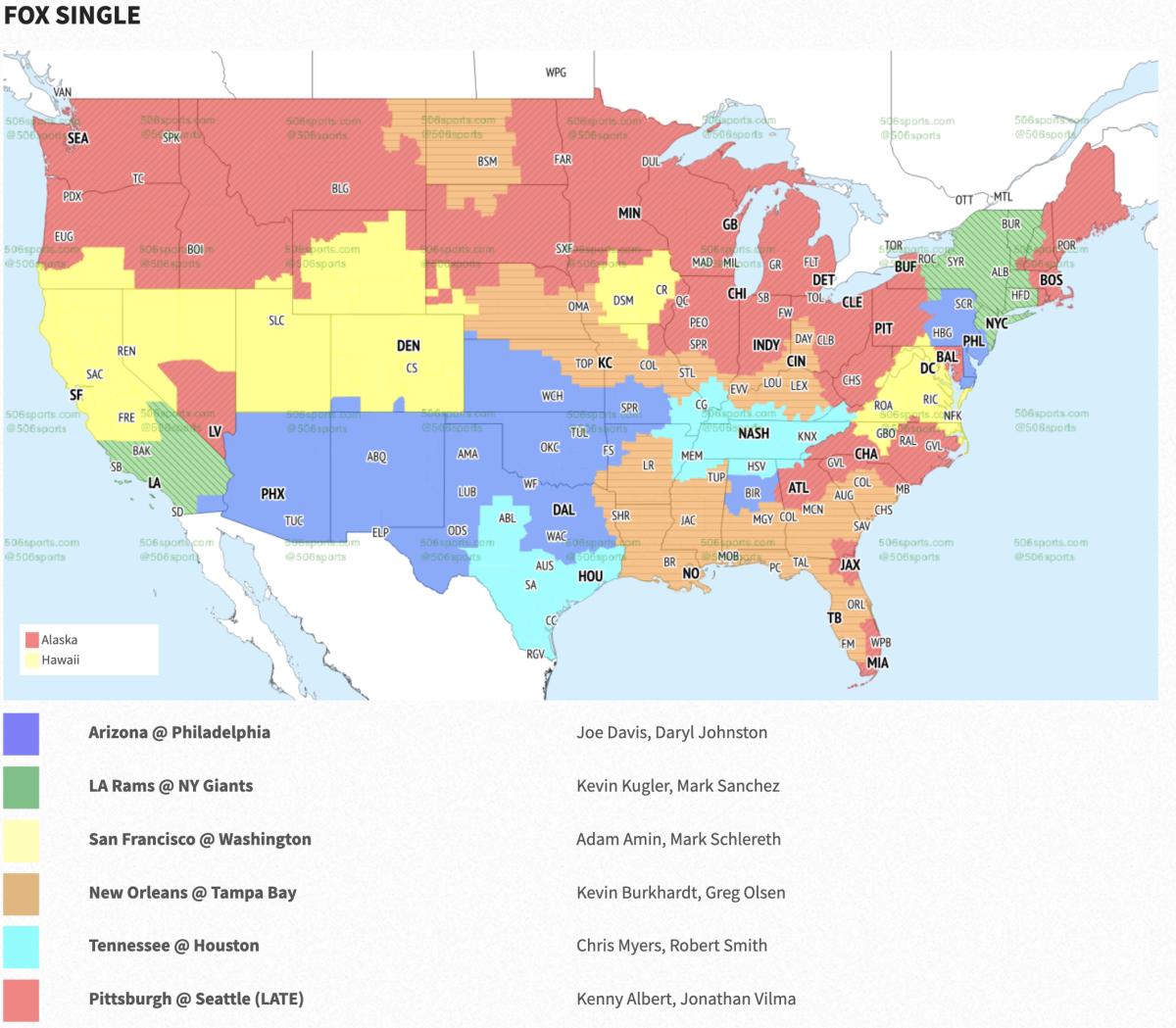 Week 17 NFL TV Coverage Map Sports Illustrated Arizona Cardinals News
