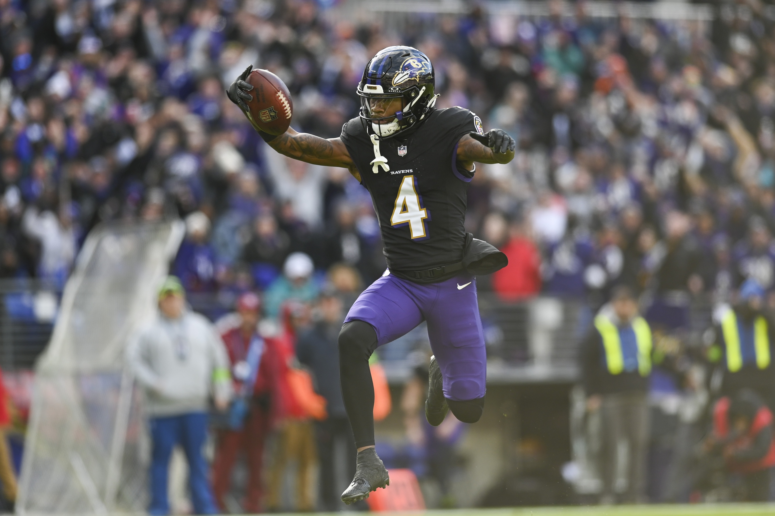 Ravens receiver Zay Flowers is one of Lamar Jackson's main targets with 77 receptions for 858 yards and five touchdowns.