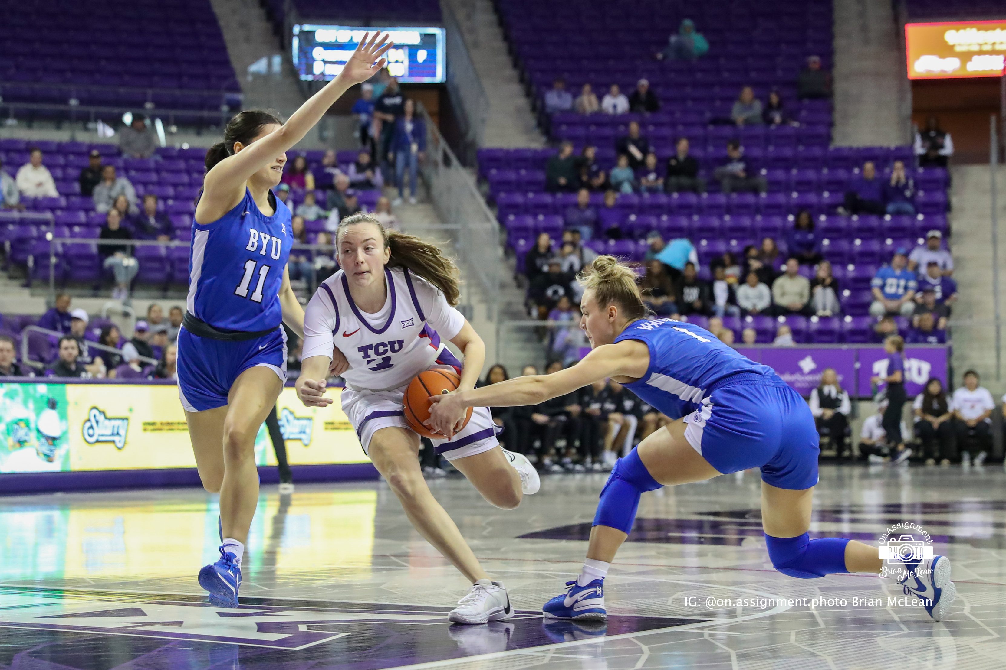 Madison Conner drives to the basket versus BYU. 