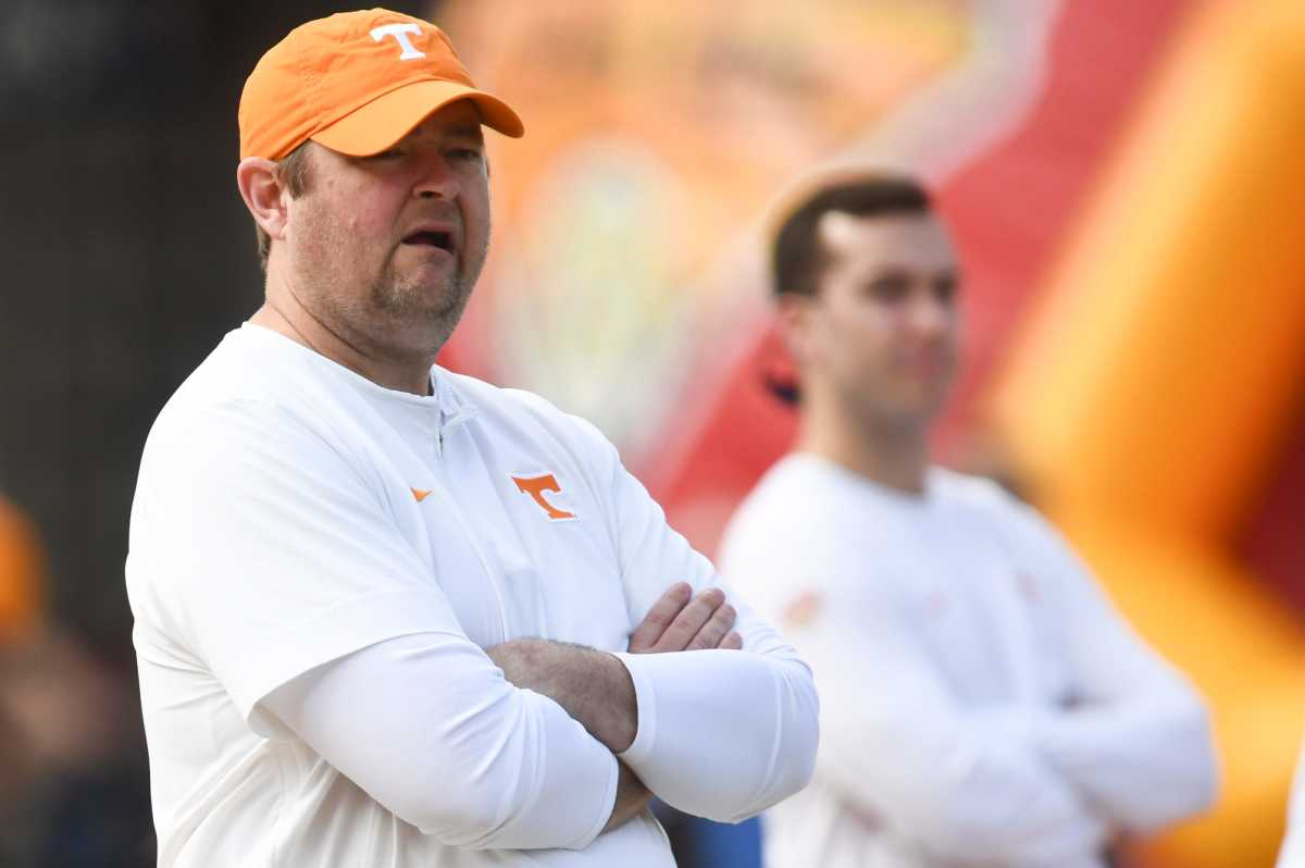 Tennessee Volunteers HC Josh Heupel before the win over Iowa. (Photo by Saul Young of the News Sentinel)