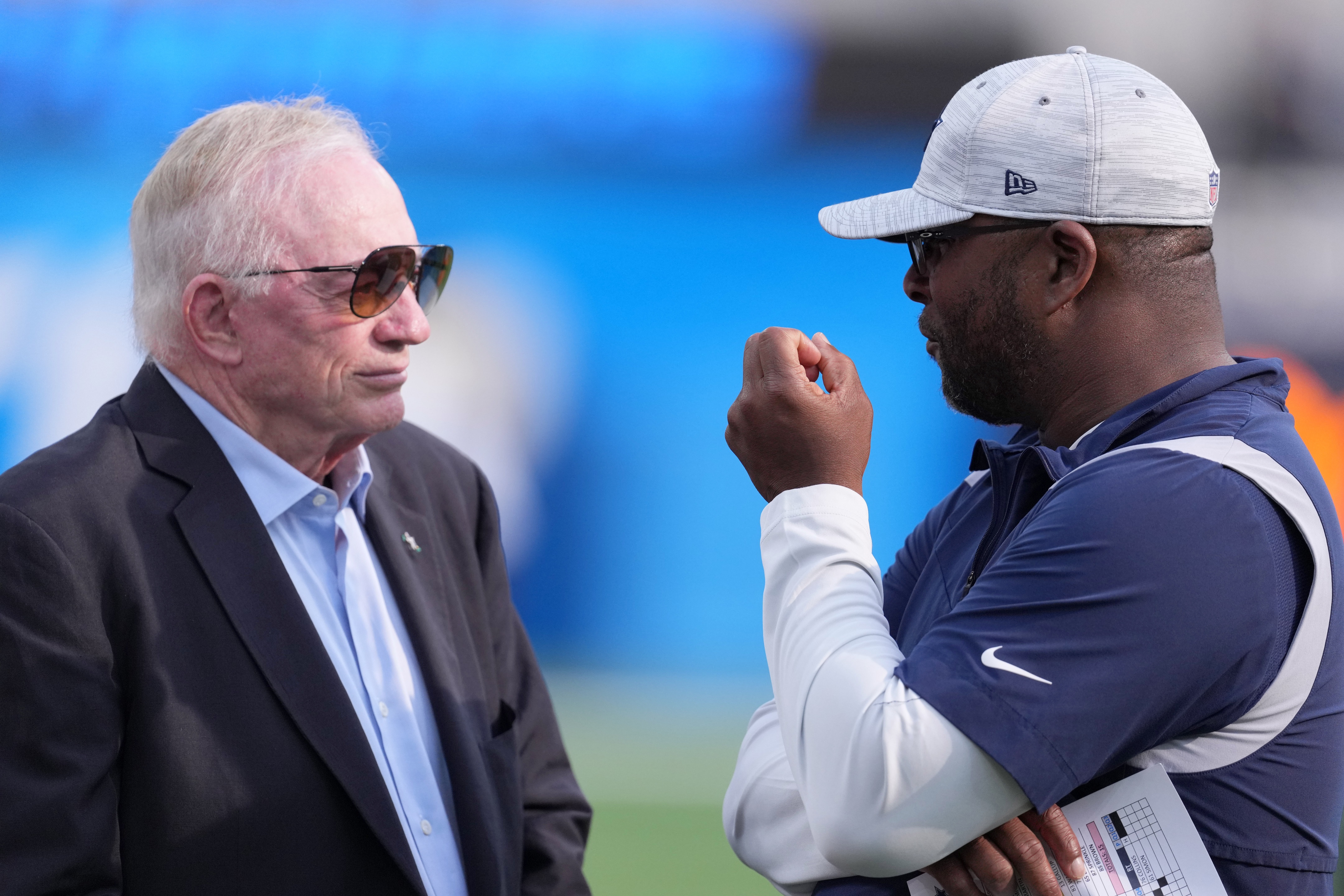 Dallas owner and general manager Jerry Jones and Cowboys vice president of player personnel Will McClay.