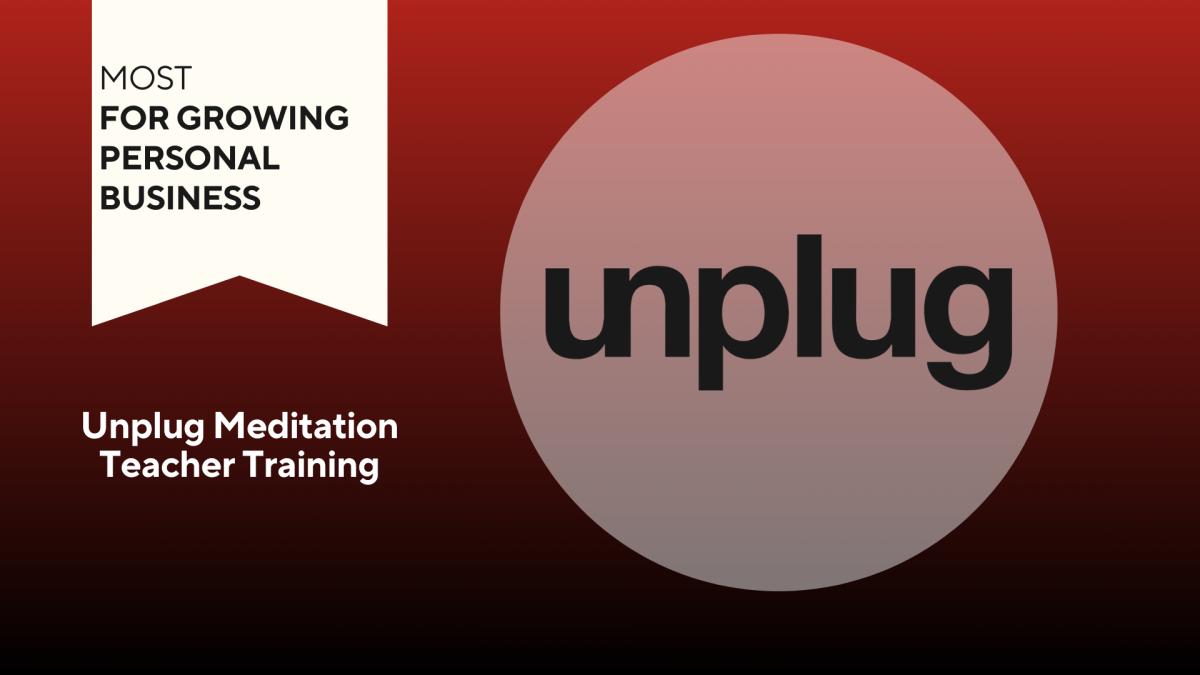 Best for Growing Personal Business_ Unplug logo on red background