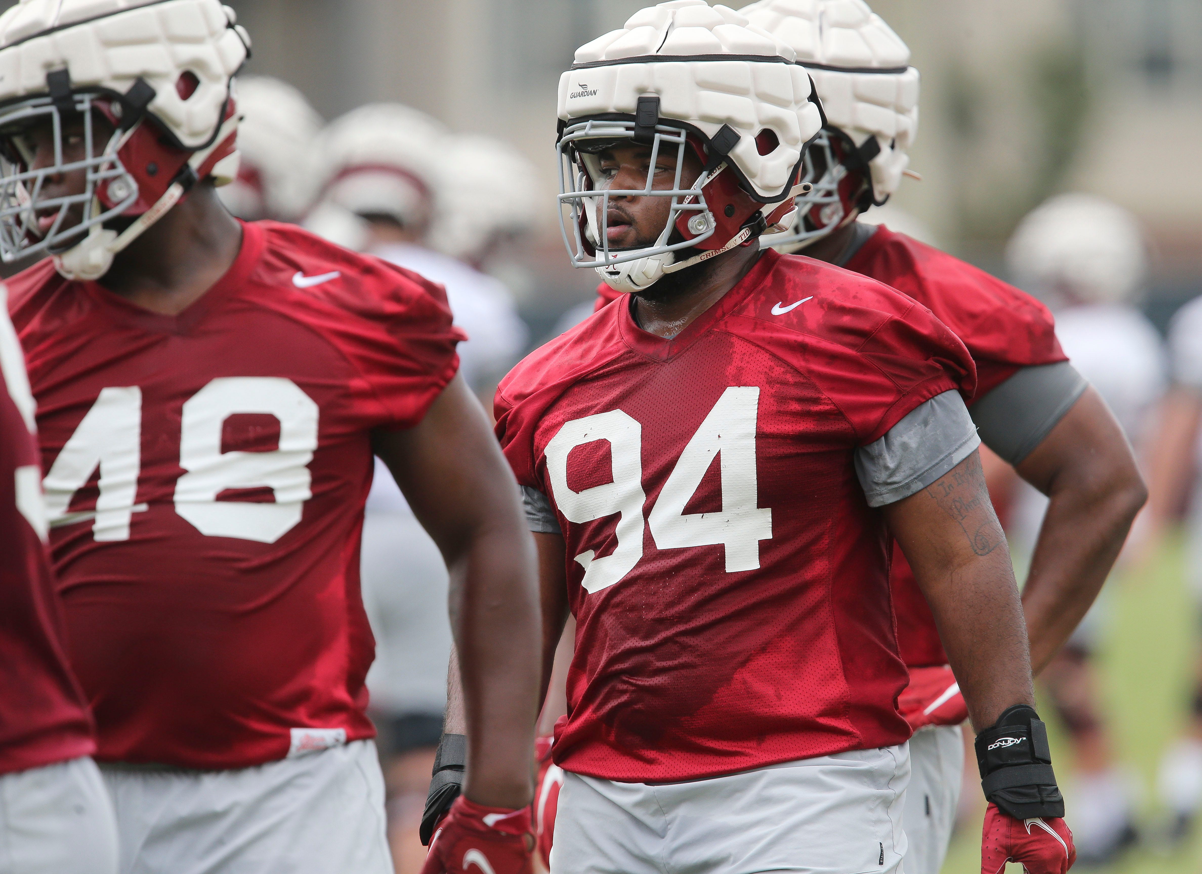 Alabama Transfer DL Monkell Goodwine going through a Fall camp practice (6th Aug., 2023)