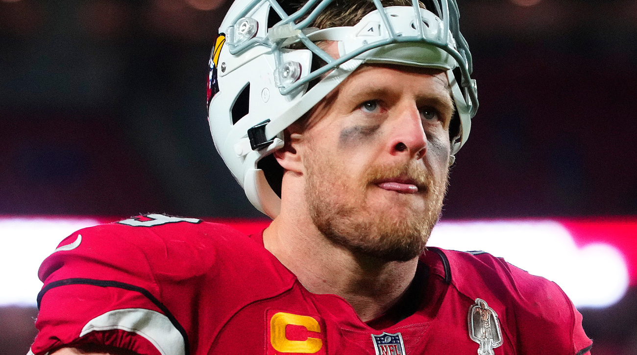 Arizona Cardinals defensive end J.J. Watt looks on during an NFL game.