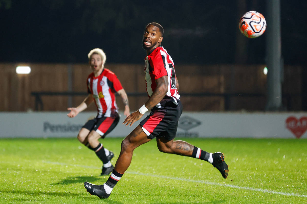 Ivan Toney pictured (center) playing for Brentford B in a friendly game against Monaco U21s in October 2023