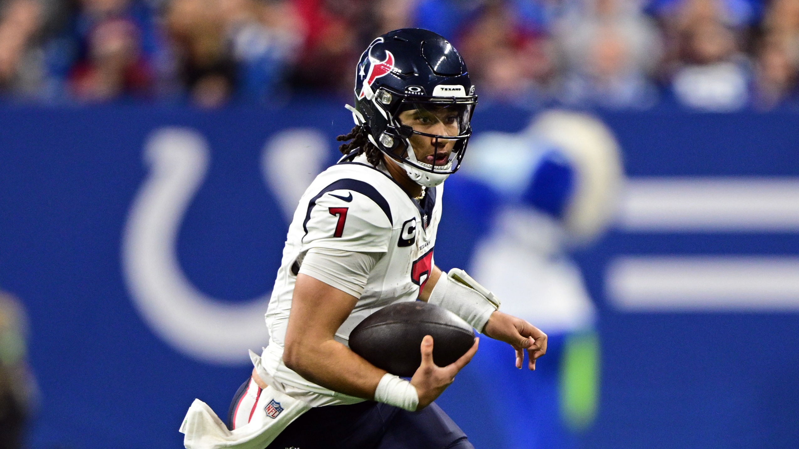 Houston Texans quarterback C.J. Stroud plays against the Indianapolis Colts.