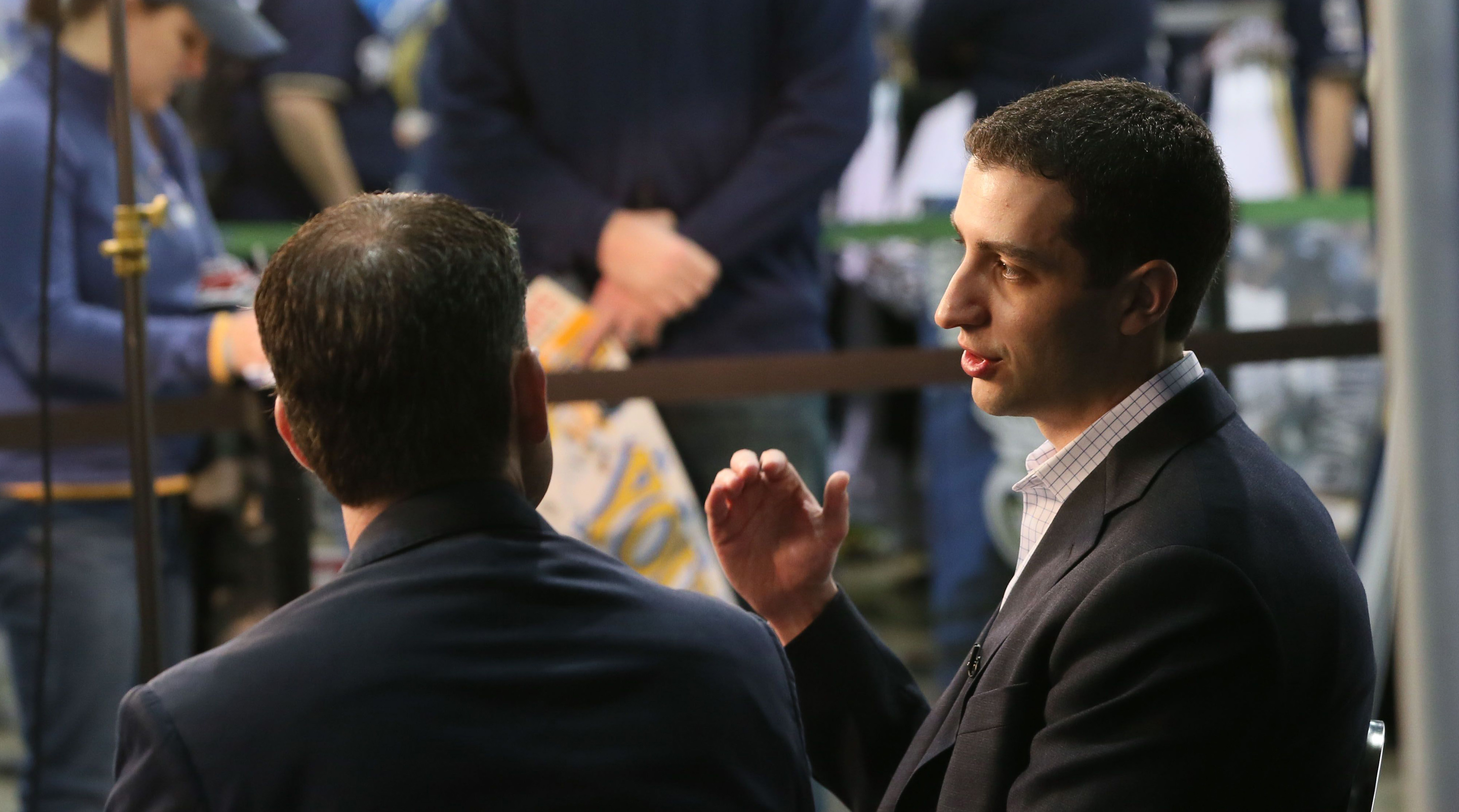 David Stearns talking while Brewers GM.