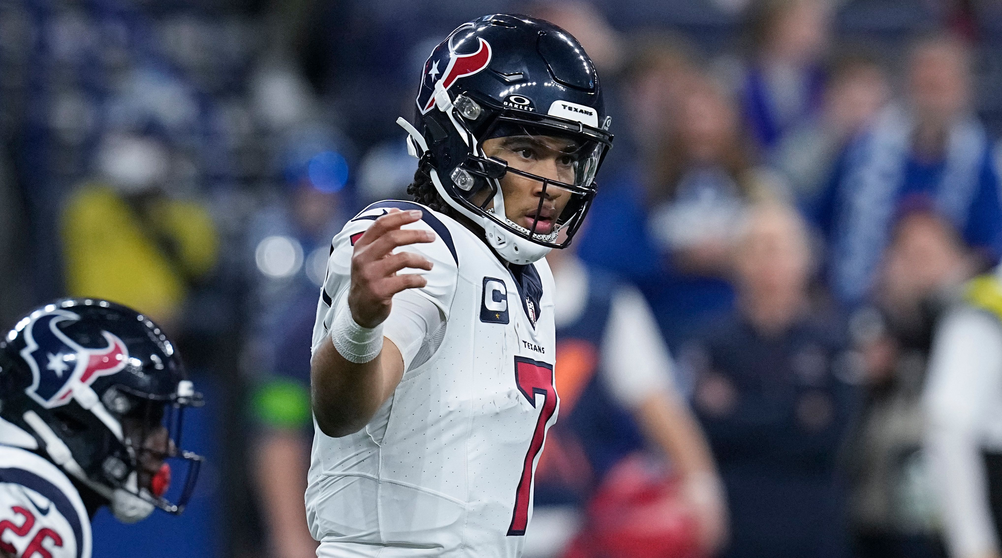 Texans quarterback C.J. Stroud calls a play