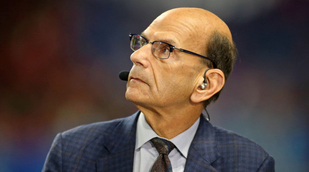 ESPN’s Paul Finebaum looks on during a broadcast.