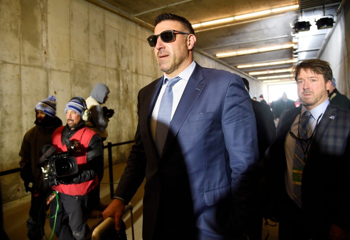 Tennessee Titans head coach Mike Vrabel walks into the tunnel before the AFC Championship game against the Kansas City Chiefs at Arrowhead Stadium Sunday, Jan. 19, 2020 in Kansas City, Mo.