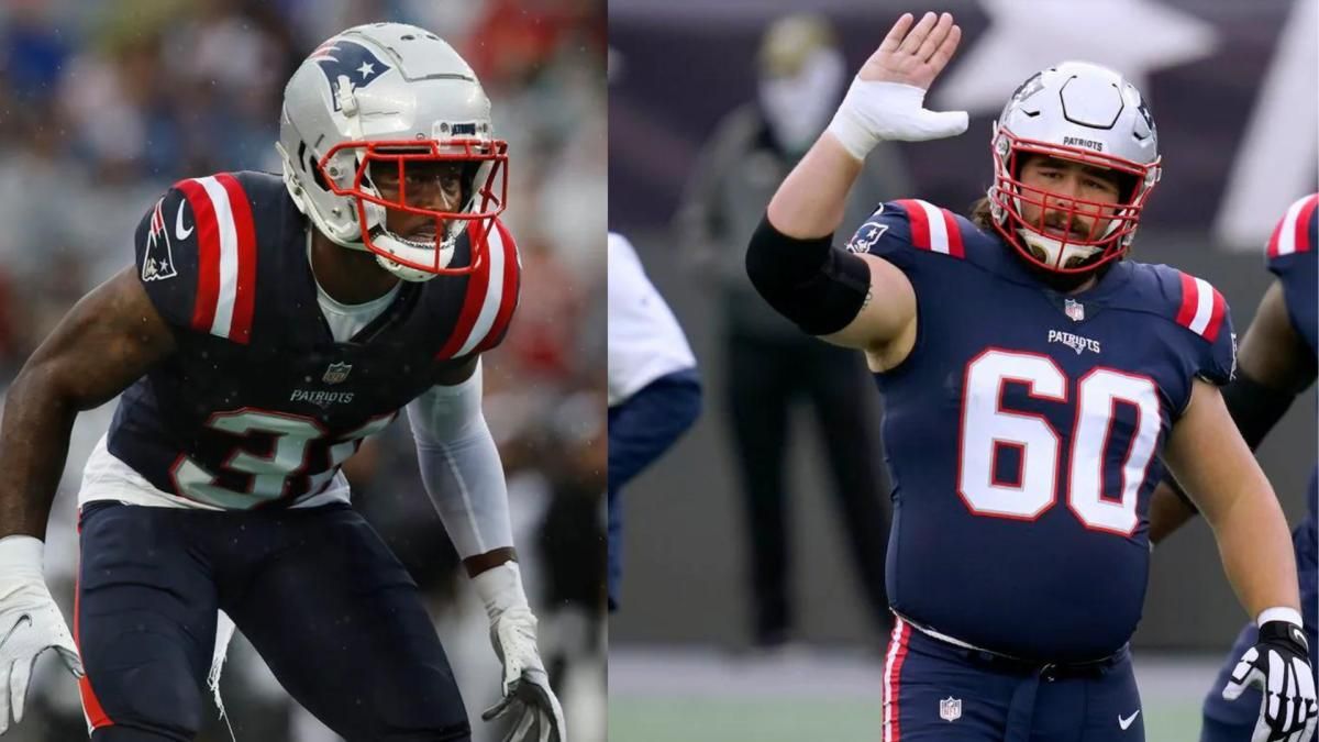 New England Patriots CB Jonathan Jones (31) and C David Andrews (60)